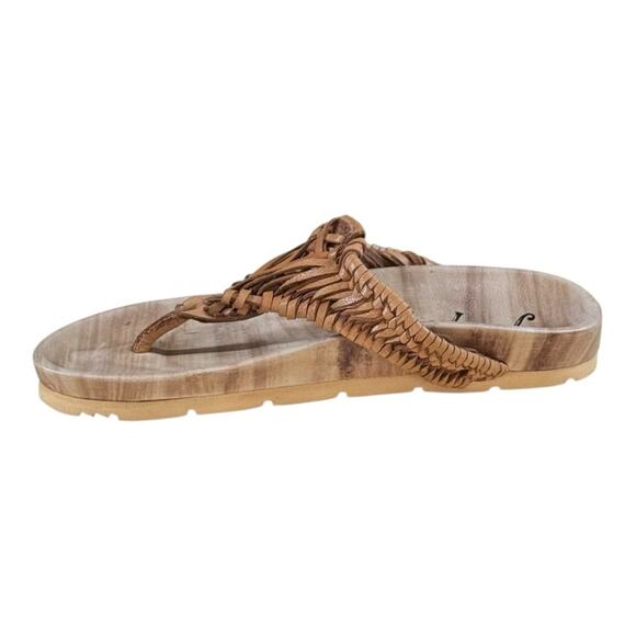Free People Ivy Leather Woven Flip Flop Sandals - Picture 1 of 5